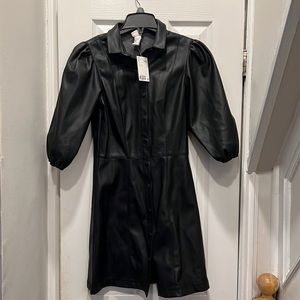 Faux leather black dress